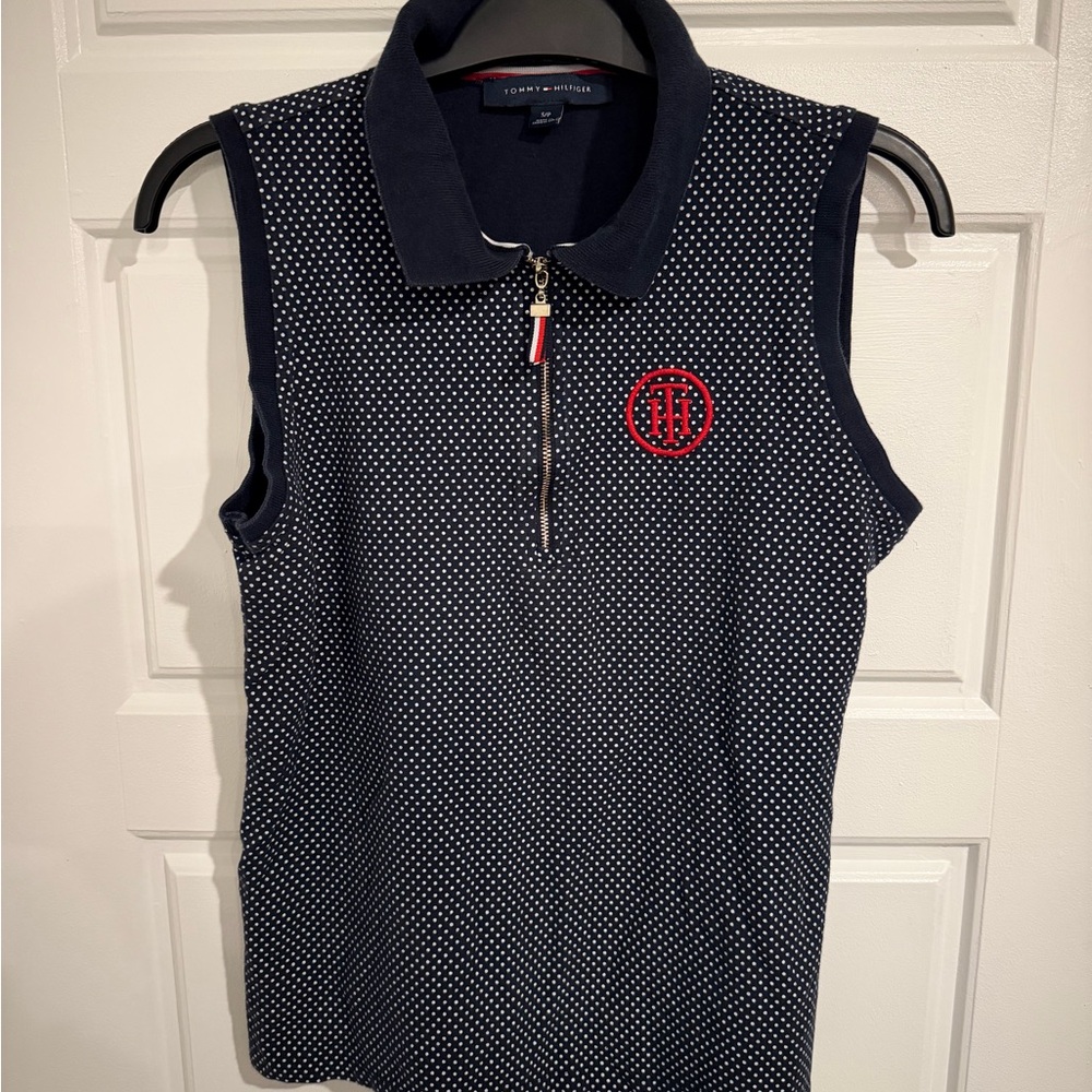 Tommy Hilfiger Navy Polka Dot Sleeveless Top